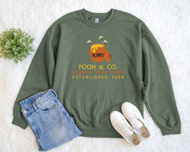 Crewneck Military Green Embroidered Pooh & Co.